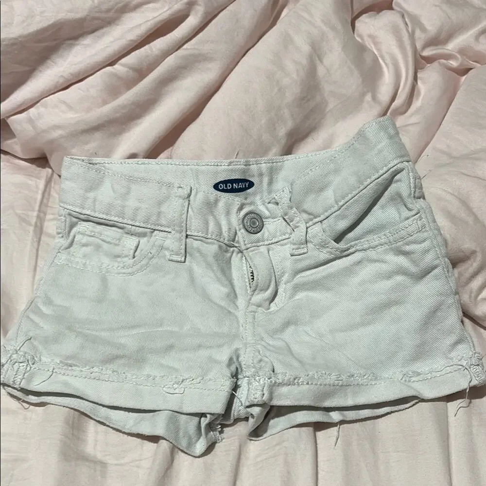 Old Navy 6 White Shorts adjustable waist line cuffs cotton